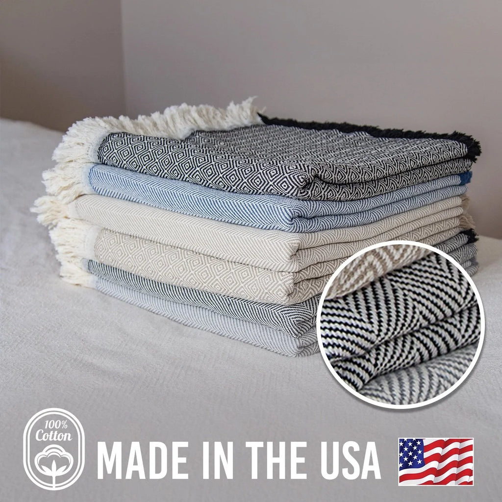 Country Cottons 100% Cotton Patterned Throw Blankets – 58″ X 62″
