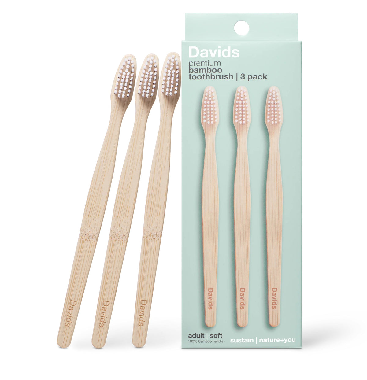 Davids Bamboo Toothbrush, Adult Soft, 3-Pack