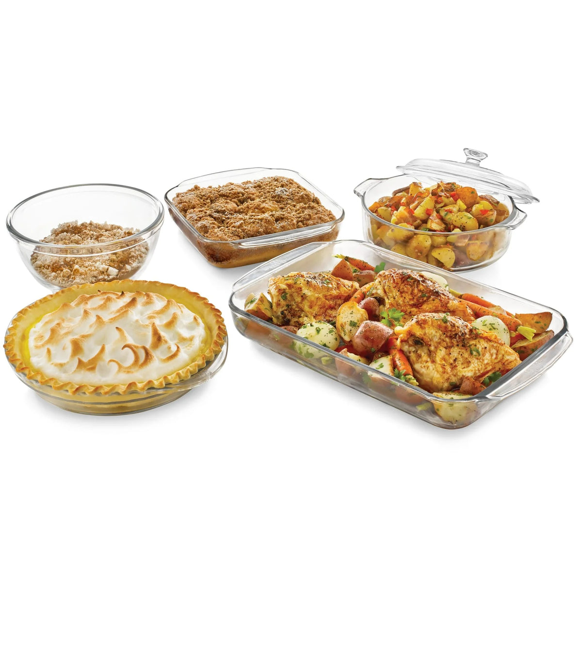 Libbey Baker's Basics Glass Casserole Baking Dish Set, 5-Piece