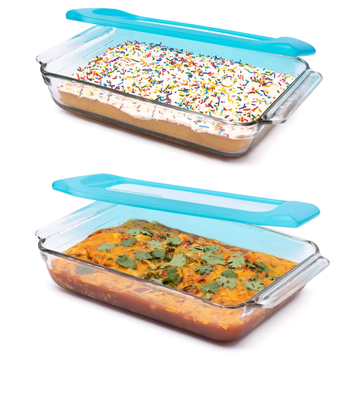Libbey Baker's Premium Glass Baking Dish with Lid, 9" x 13", Set of 2