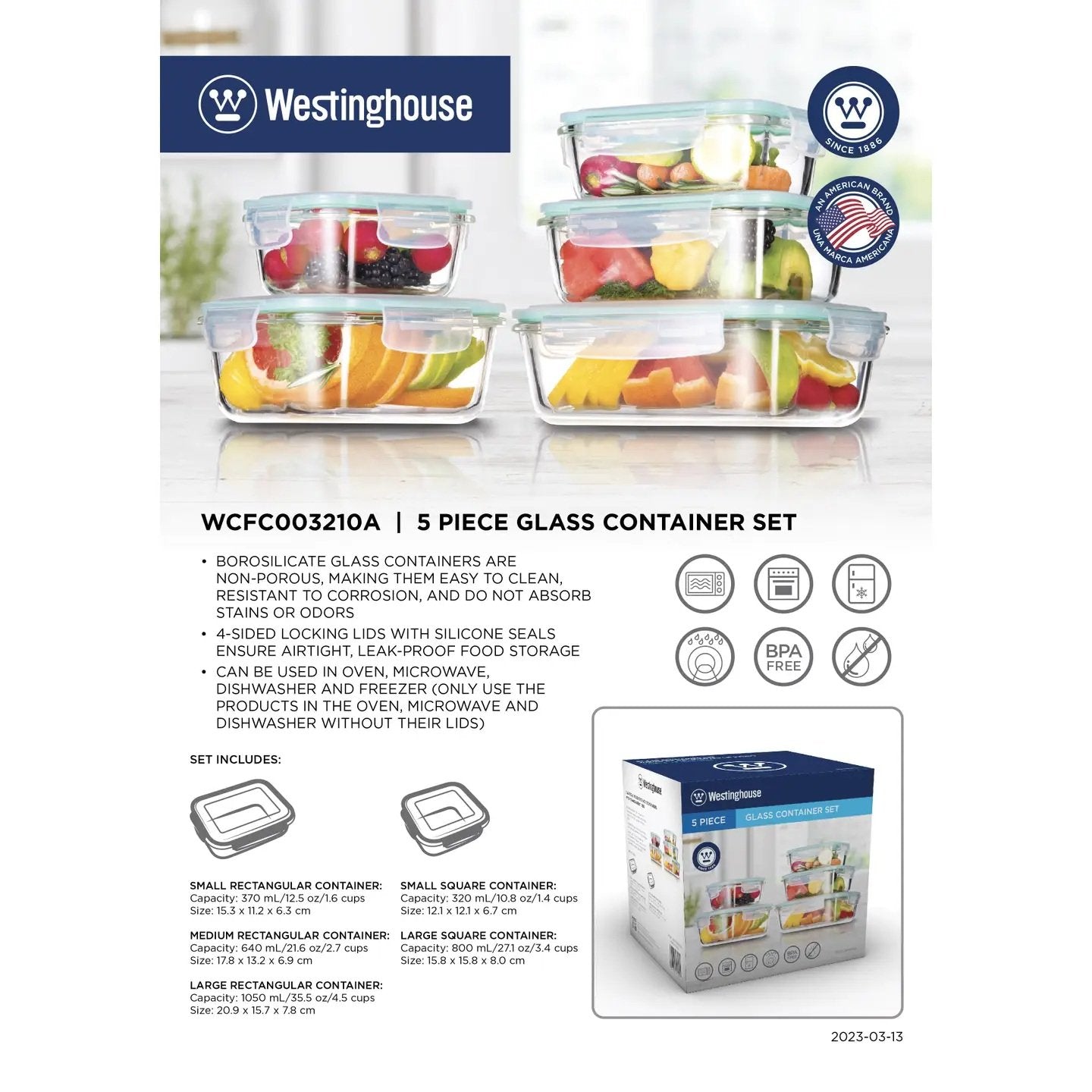 Westinghouse 5-Piece Glass Container Set